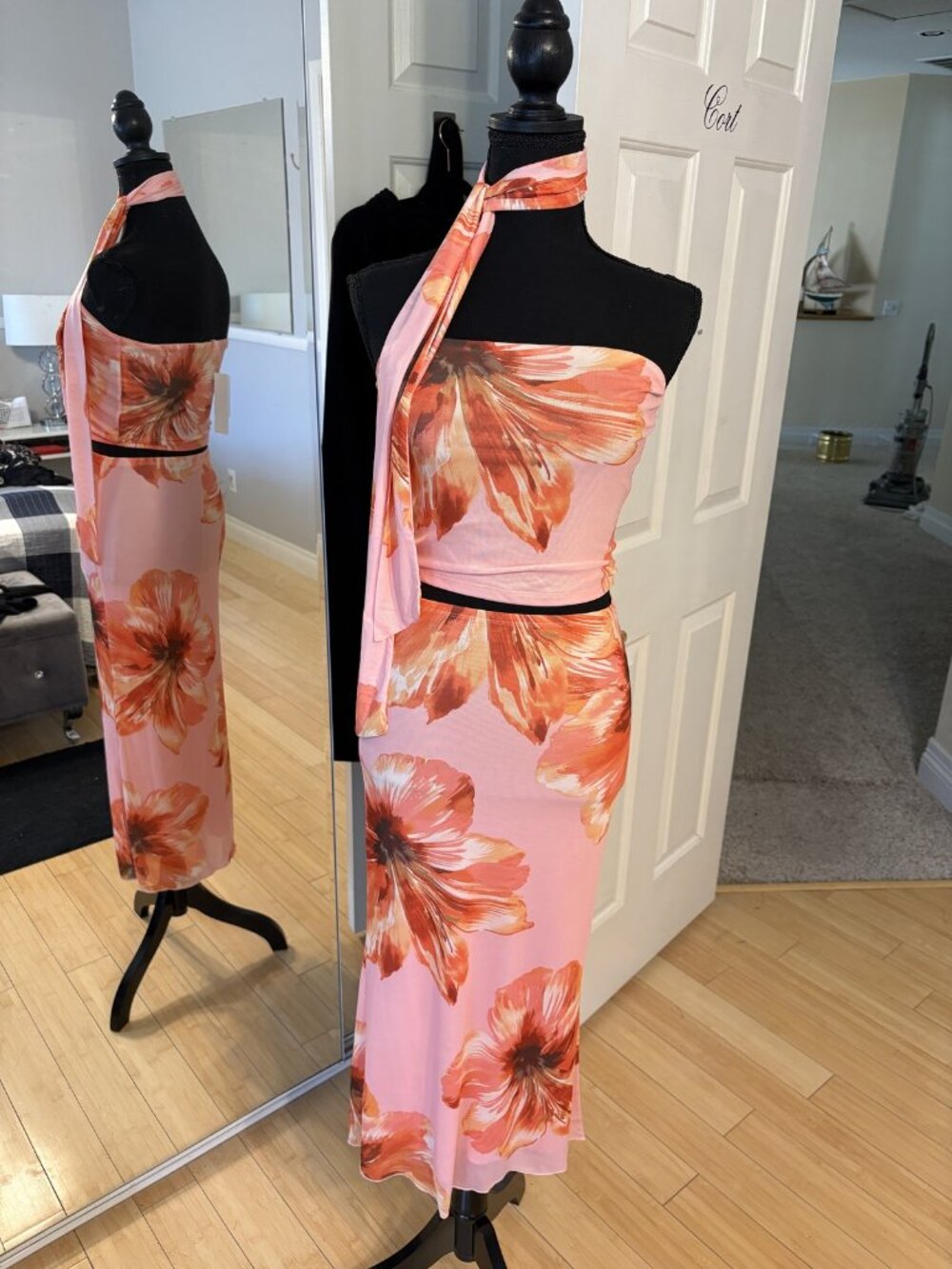 Thirty/Thirty LA NWT Pink Floral Tube Top & Skirt Set, Size S